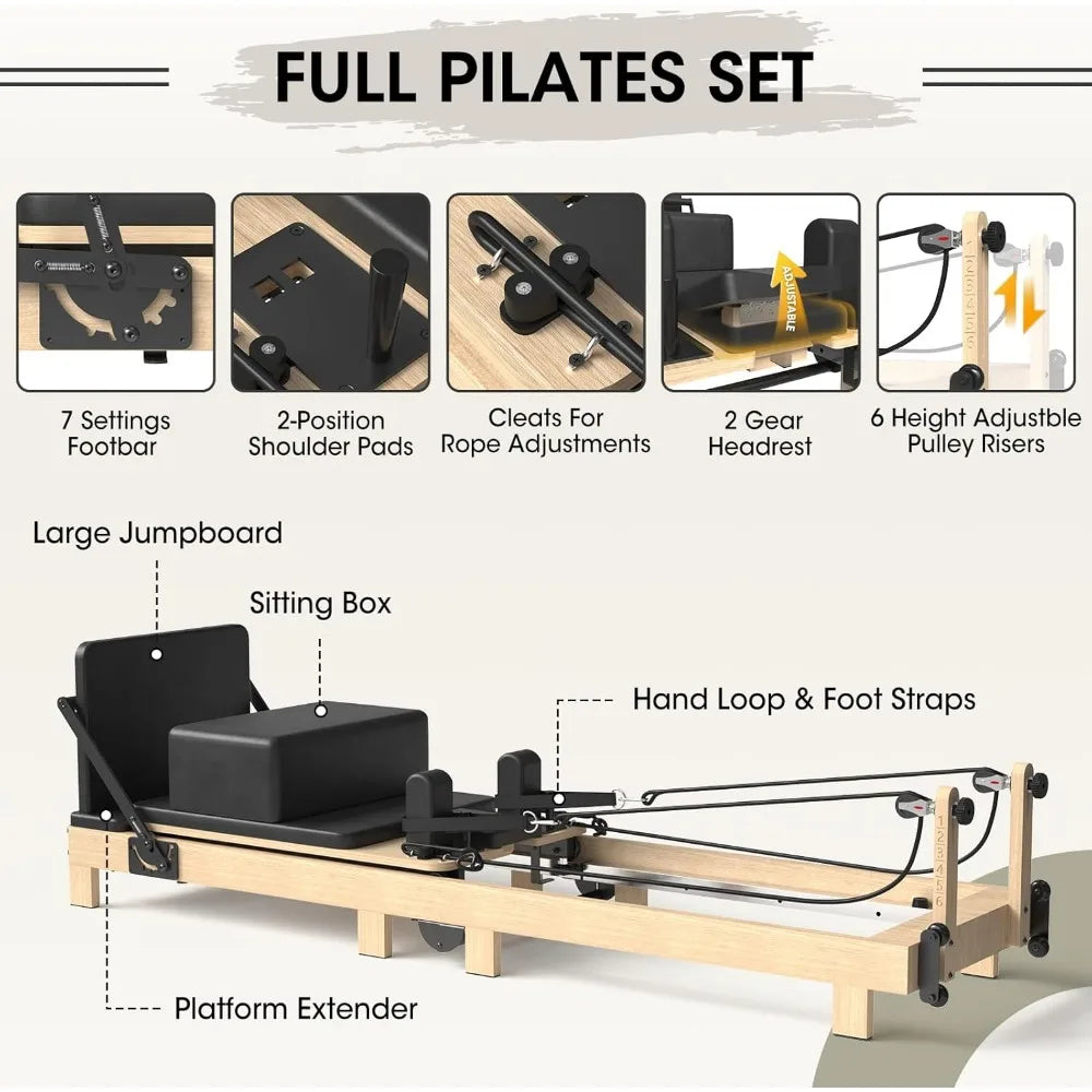 fitDNA Natural Wood Pilates Reformer
