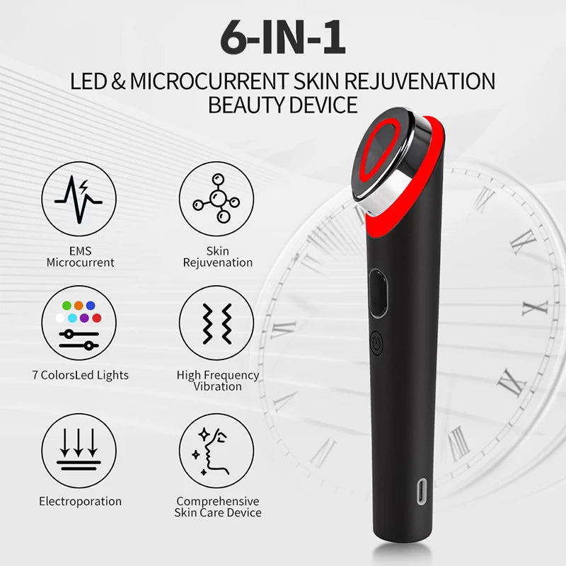 7 Color 6-in-1 Face & Neck Light Therapy Wand