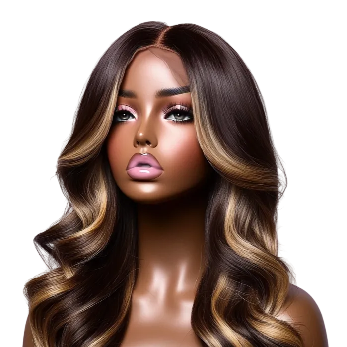 hairDNA Highlights Brazilian Body Wave Human Hair Wig